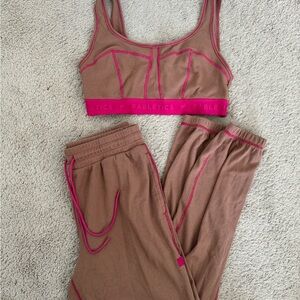 Fabletics Women's Brown and Pink Sports Bra Set